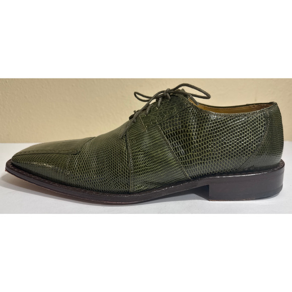 EUC David Eden Stan Genuine Crocodile Olive Green Square Toe Dress Shoe Size 10 main image 5